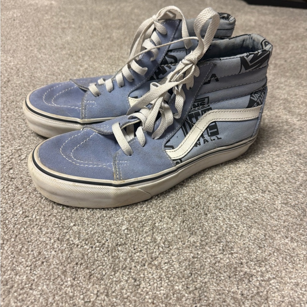 Vans Blue and White High-Top Sneakers